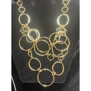 Chico's Hammered Circle 24" Adjustable Length Gold-tone Necklace